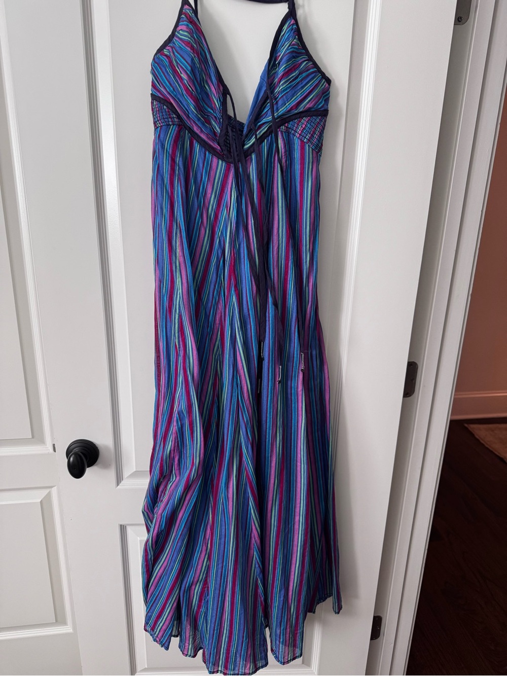 Girls Striped Blue & Purple One-Piece Dress